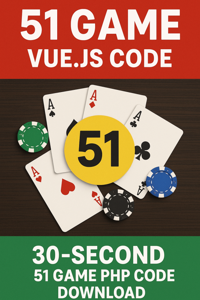 51 Game Vuejs Code with 30 Second | 51 Game PHP Code Download